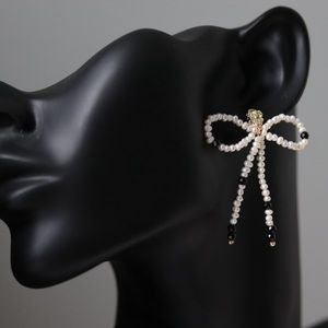 Pearl Bowknot Earrings with Gold-Plated Allergy Protection